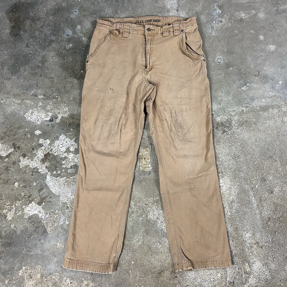 Duluth Trading Co. Flex Fire Hose Pants 36x32 Brown Straight Leg Fit Workwear